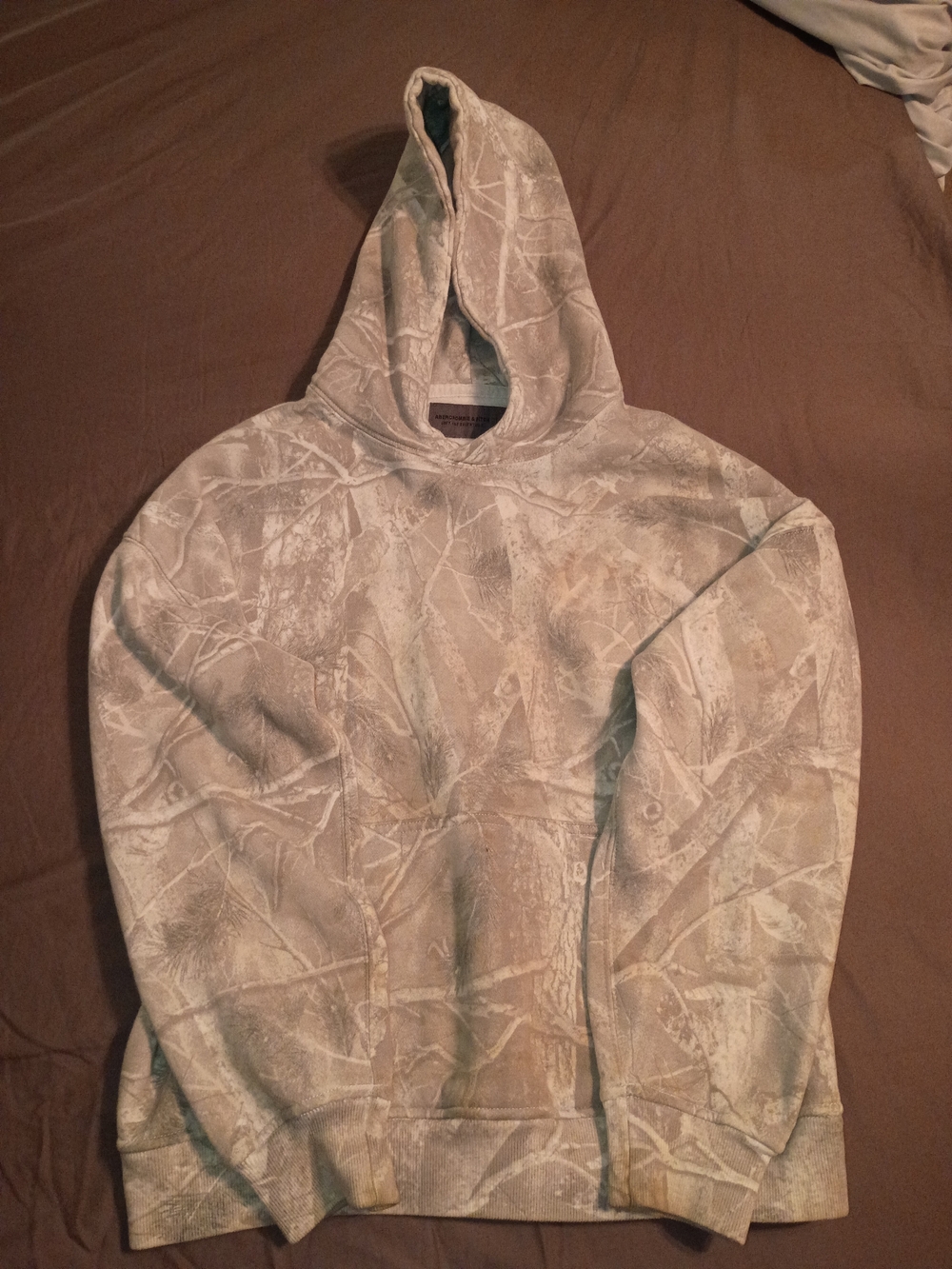 Abercrombie & Fitch Women's Crewneck Hoodie in Light Beige Camouflage